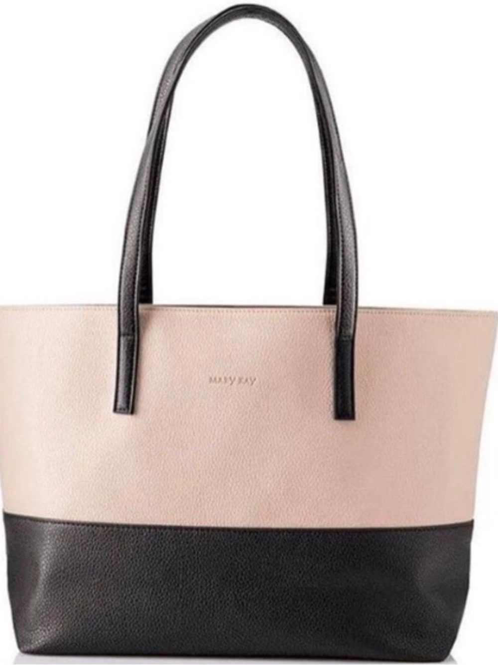 Mary Kay Colorblock Beige & Black Tote Bag Double Handles, Lined, Inner Pockets